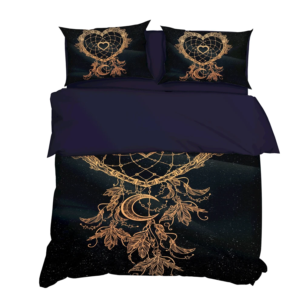 

YuXiu набор из трех предметов с пододеяльником в форме сердца с 3D рисунком, черный комплект постельного белья, покрывало и наволочки, двуспальный полноразмерный двуспальный