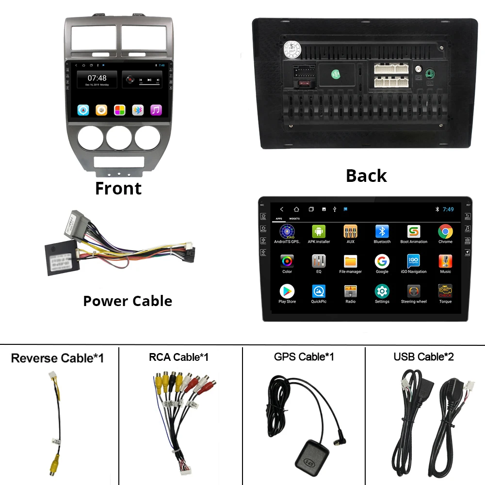 

2DIN Android 9.0 Car Rdio For Jeep Compass MK 2007 2008 2009 2010 Car Multimedia Video Player Navigation GPS No 2din Dvd Player