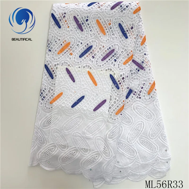 

BEAUTIFICAL Nigerian lace fabrics Fashion punch cotton lace african fabric for dress 5yards voile lace fabric embroidery ML56R33
