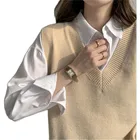 2020 Модный женский жилет, свитер, вязаный свитер, майки, свободный винтажный женский жилет, пуловер, женская одежда, наряд