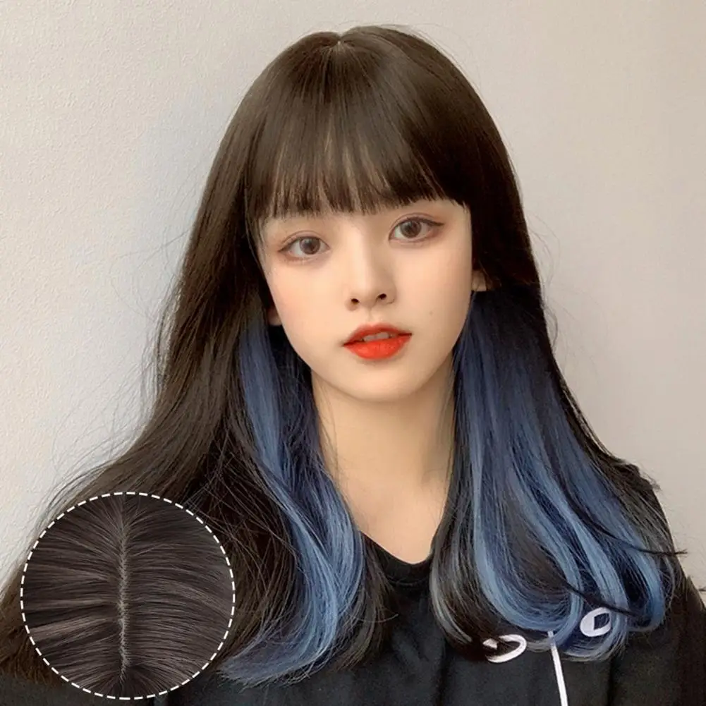 

Long Wigs Hanging Ear Dyeing Invisible Net High Temperature Fiber Women Smooth Straight Wig Natural Hair for Female