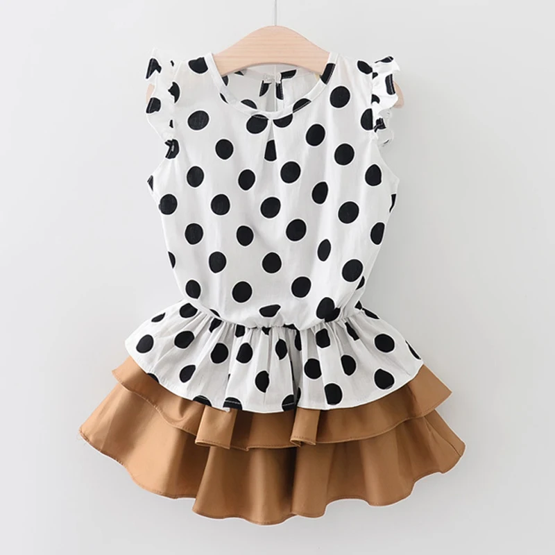 Одежда с цветочным принтом для девочек Летние наборы стильных платьев девушек