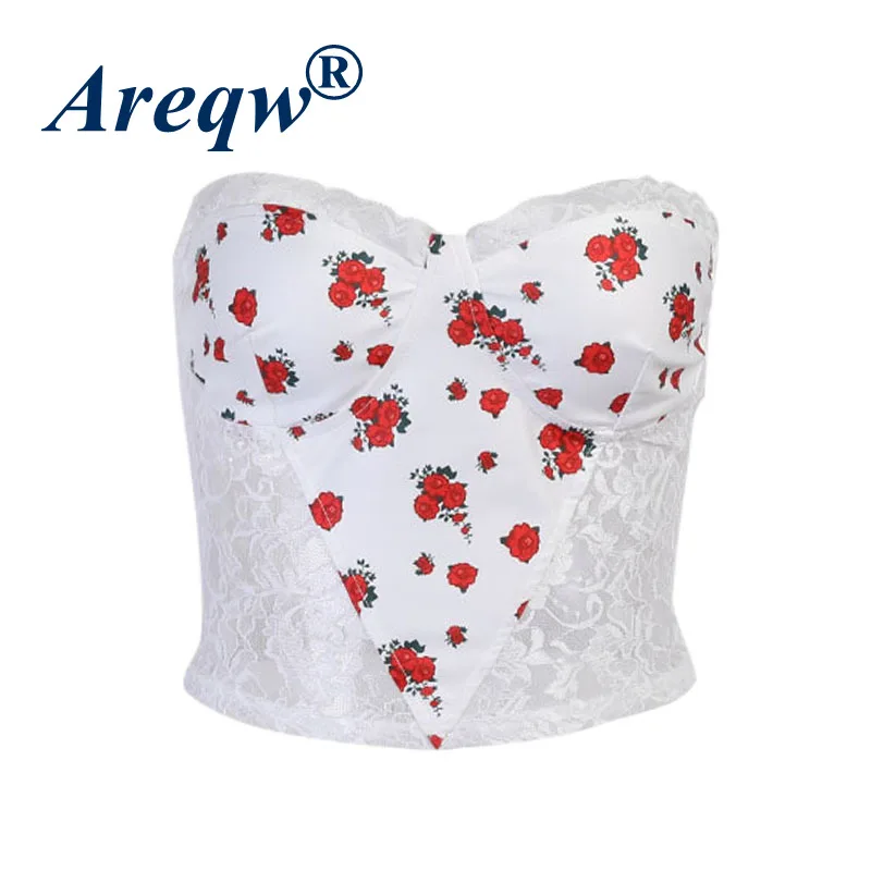 

Floral Lace Stitching Show Chest Tube Top Top Women's New Casual Waist Tube Top