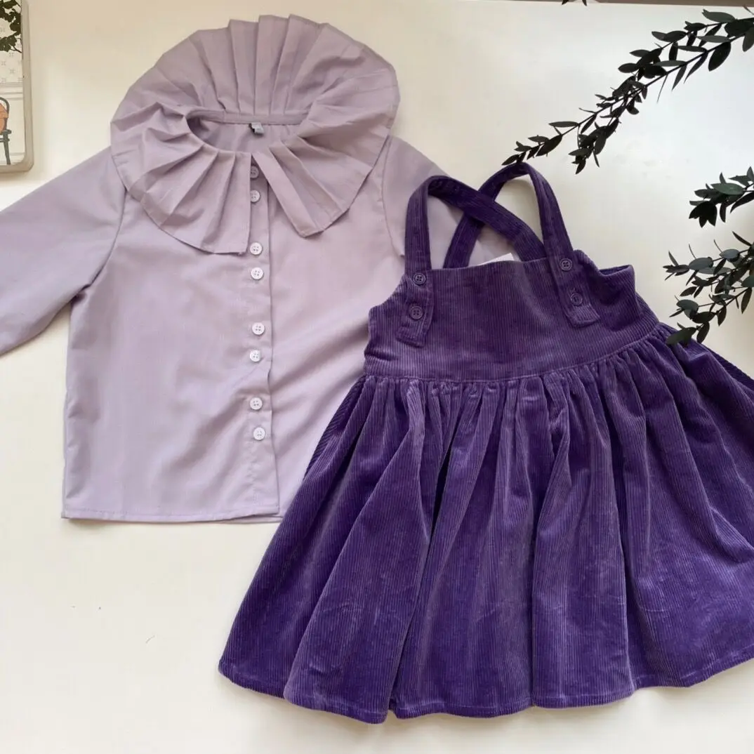 Детское платье для девочек 2021 AW Осенний брендовый комплект с юбкой и милое