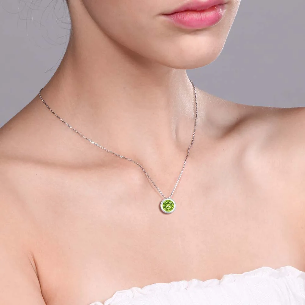Подвеска GemStoneKing из серебра 925 пробы 6 мм|pendant with chain|pendant 925pendant green |