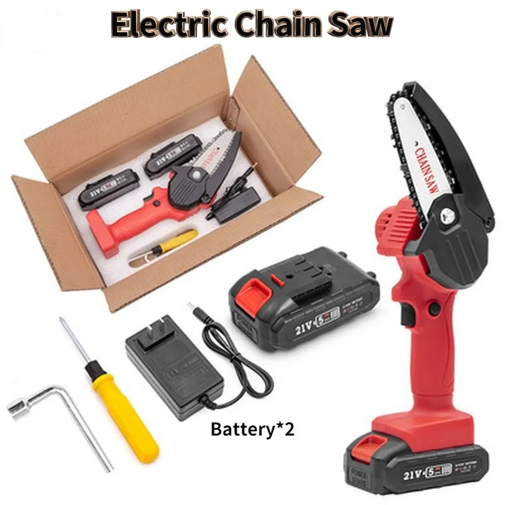 220V Cordless Mini Electric Chain Saw Pruning Wood Portable Chainsaw One-handed Woodworking Tool for Garden Cutting Machine