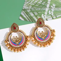 boho afghan ethnic drop earrings for women pendient gyspy gold silver color bell ladies indian earring jewelry gift 2021