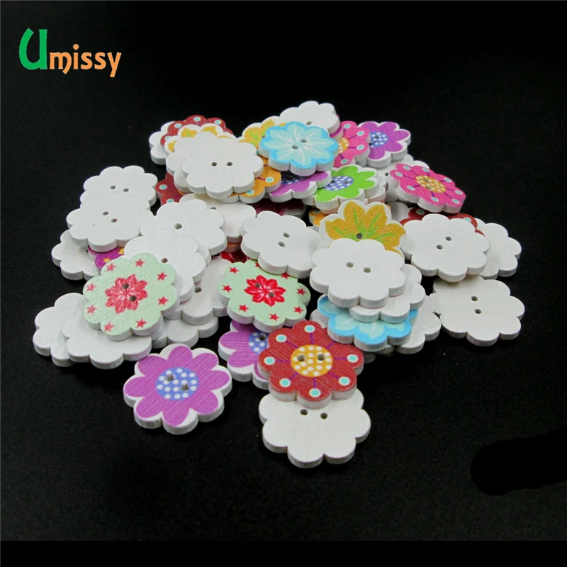 50 шт. Швейные аксессуары для скрапбукинга деревянные кнопки красочные смешанные