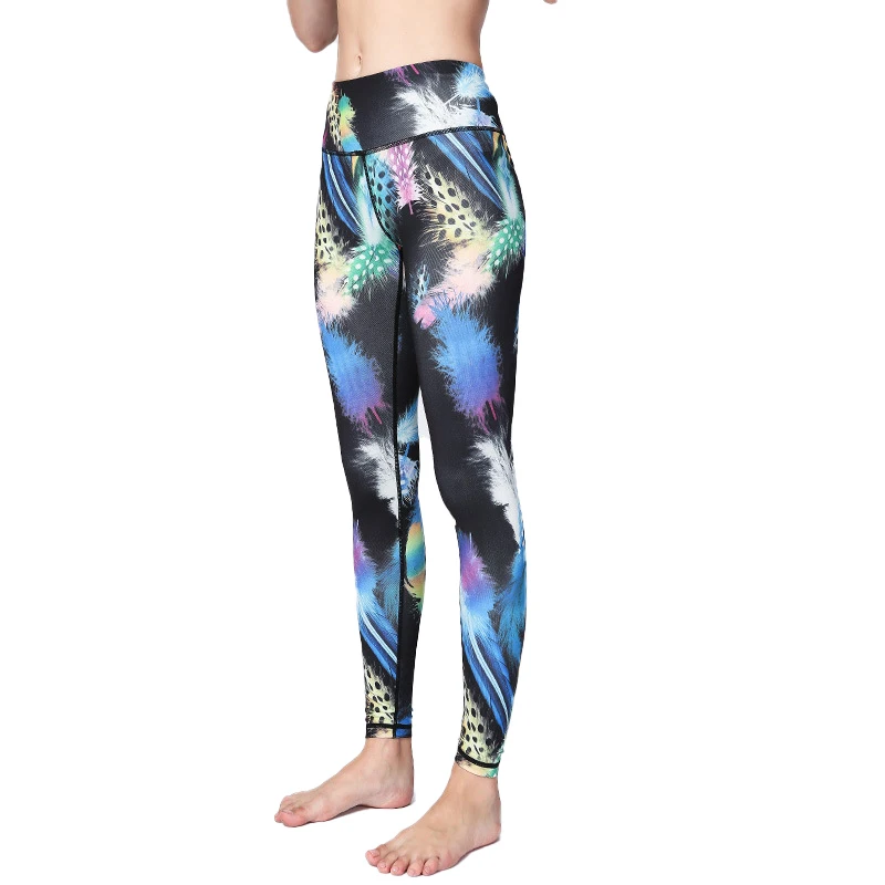 

New ladies flower print tight yoga pants quick-drying fitness trousers sports pants women