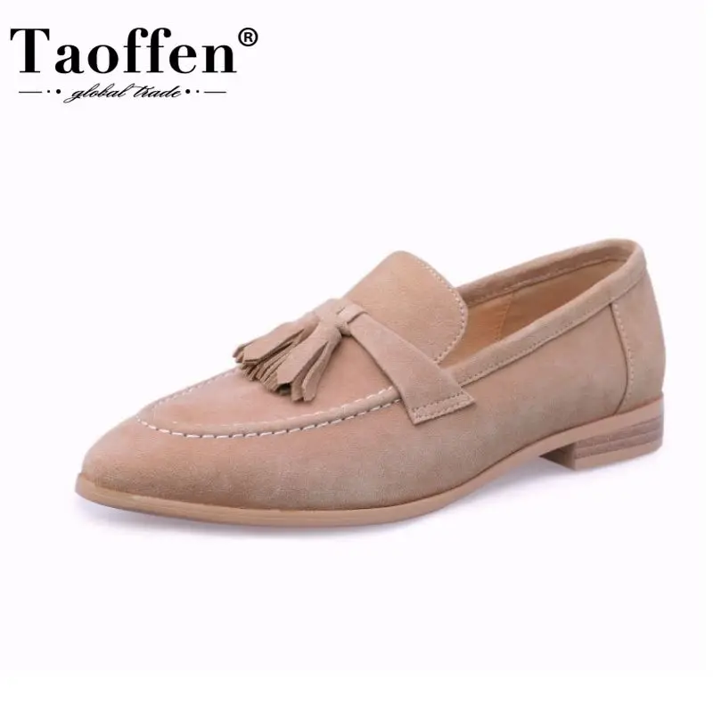 Женские туфли на плоской подошве Taoffen однотонные из натуральной кожи с