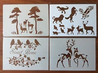 4pcs set a4 animal sika deer bird stencils painting coloring embossing scrapbook album decorative template