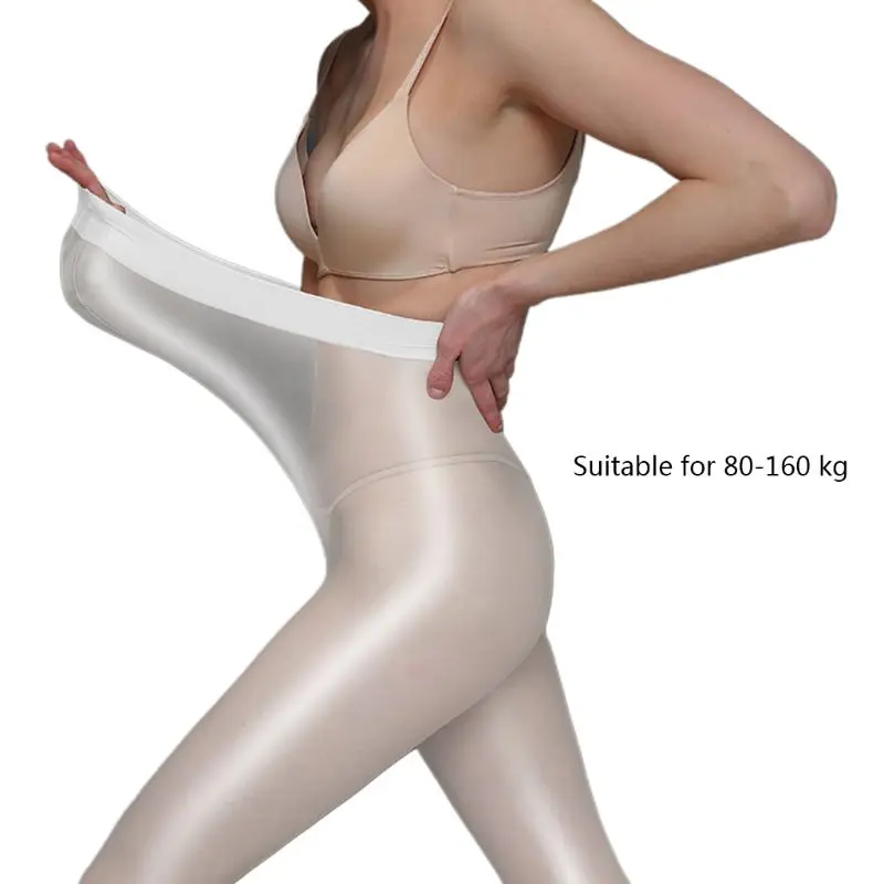 

C6UD Womens Plush Size 60D Shaping Sheer Tights Stockings High Waist Flash Oil Glitter Sexy Silky Stretch Pantyhose Socks