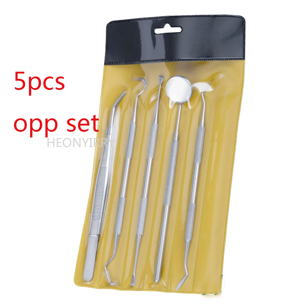 

Dental Mirror Stainless Steel Dental Dentist Prepared Tool Set Probe Tooth Care Kit Instrument Tweezer Hoe Sickle Scaler