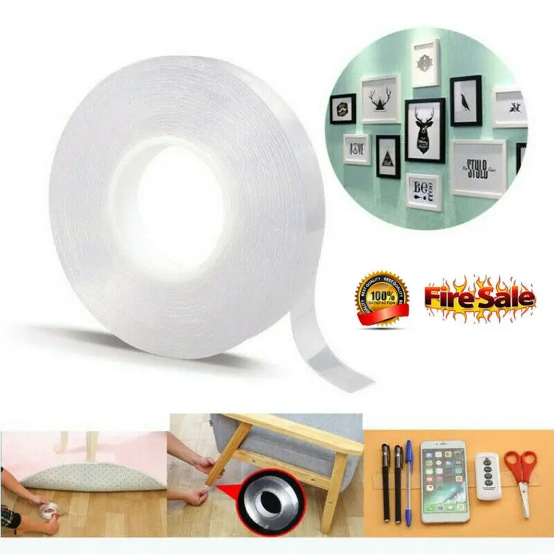 

1M/3M/5M Transparent Nano Tape Washable Reusable Double-Sided Tape Adhesive Nano-no Trace Paste Fixer tape Cleanable House