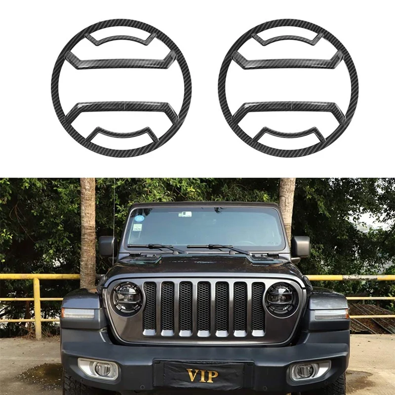

Колпачки для автомобильных фар из АБС-пластика, декоративная крышка для фар, аксессуары для Jeep Wrangler JL 2018 + для Jeep Gladiator JT 2018 +