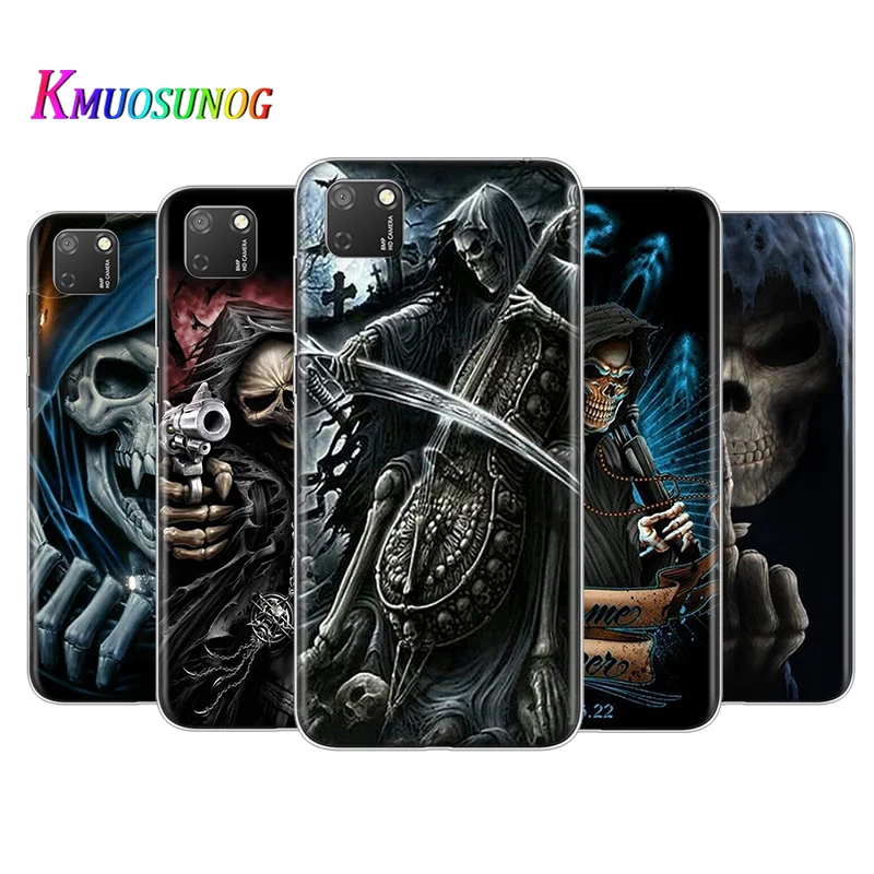 

Transparent Cover Grim Reaper Skull Skeleton For Honor 9 9S 9A 9C 9X 9N 9i V9 10 10i 10X X10 Lite Pro Shockproof Phone Case