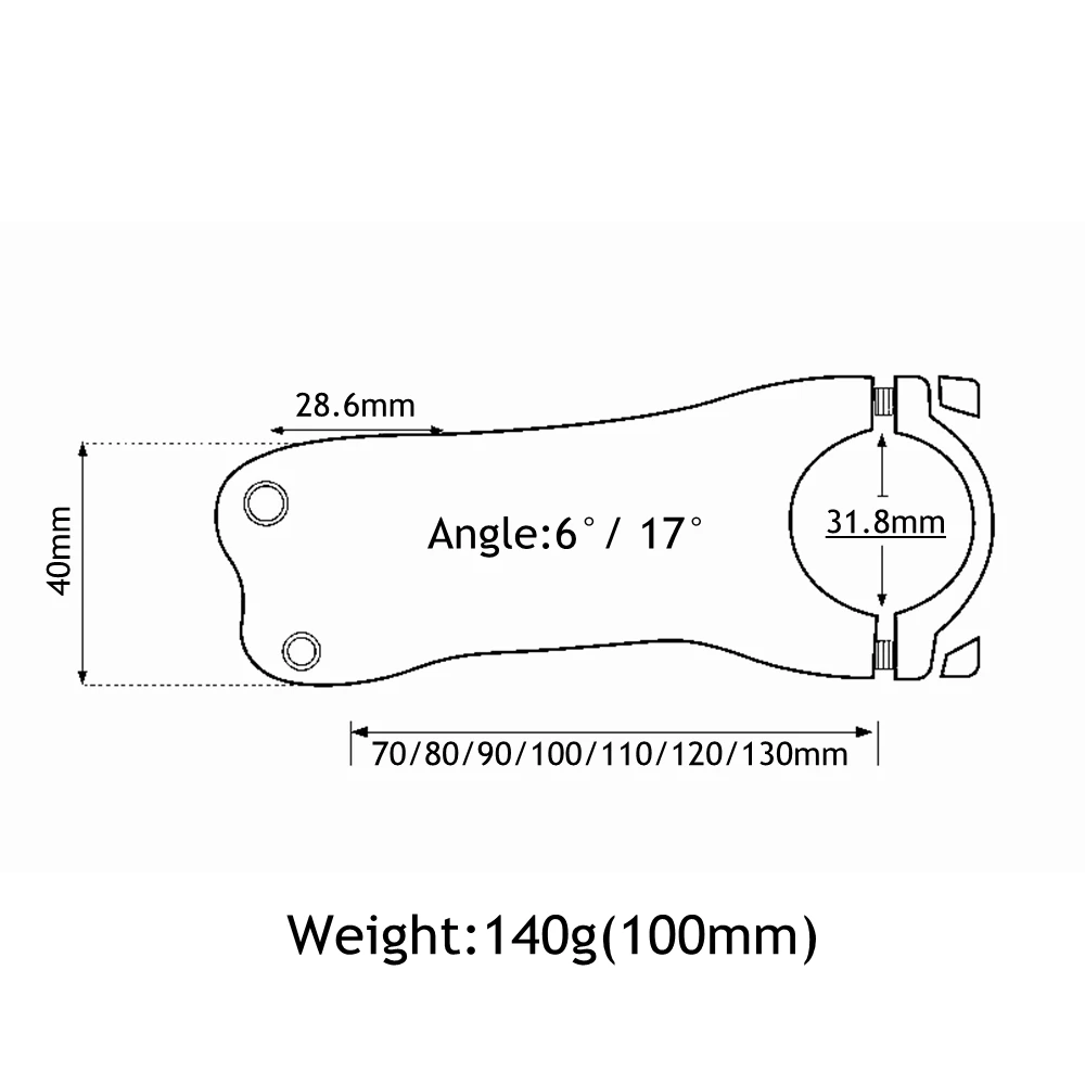 

Angle 6/17 Degrees 31.8mm Matte Full 3K Carbon Fiber Stem Road/MTB Bicycle Parts 70mm 80mm 90mm 100mm 110mm 120mm 130mm