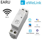 Автоматический выключатель eWeLink, 1P + N Din-рейка, Wi-Fi, умный таймер, реле дистанционного управления, умный дом, совместим с Alexa Google