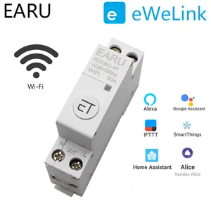 Автоматический выключатель eWeLink, 1P + N Din-рейка, Wi-Fi, умный таймер, реле дистанционного управления, умный дом, совместим с Alexa Google