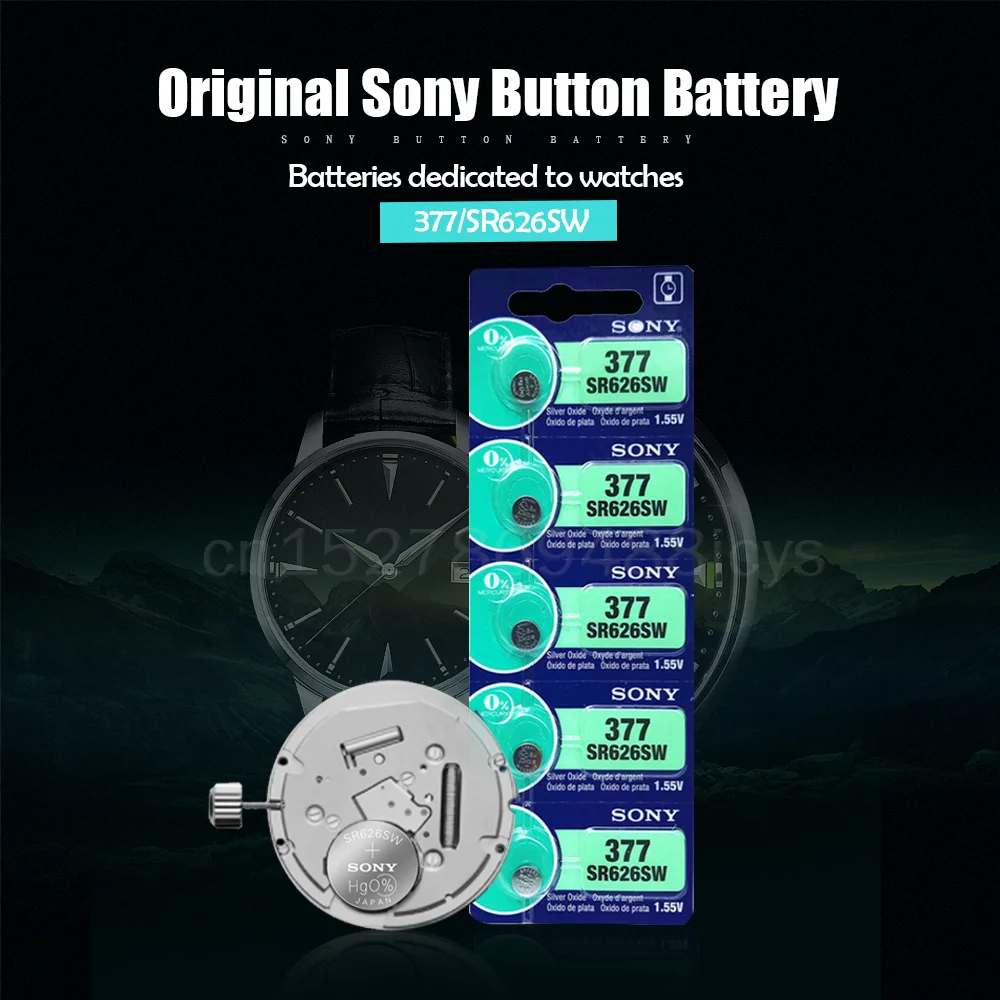 50 шт. SONY 377 377A SR626SW AG4 SR626 LR66 LR626 AG 4 1 55 в оксид серебра батарея для часов игрушечного