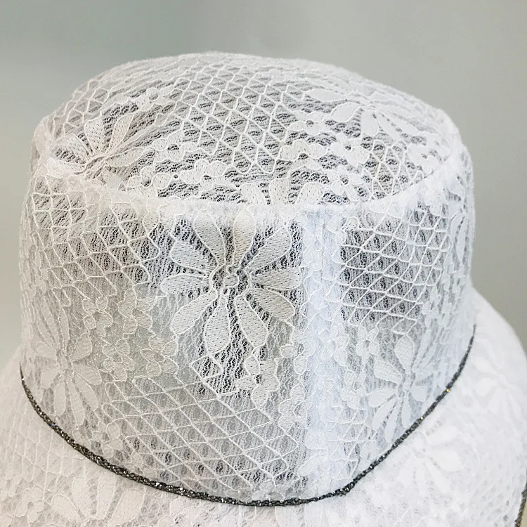 202104-YY  new spring  summer lace flower  Diamond chain brim leisure  lady bucket  cap   women  fisherman hat