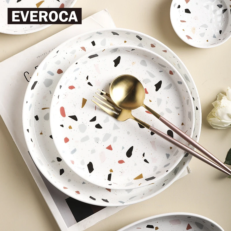 Набор керамических тарелок в скандинавском стиле посуда миска блюдца ложка