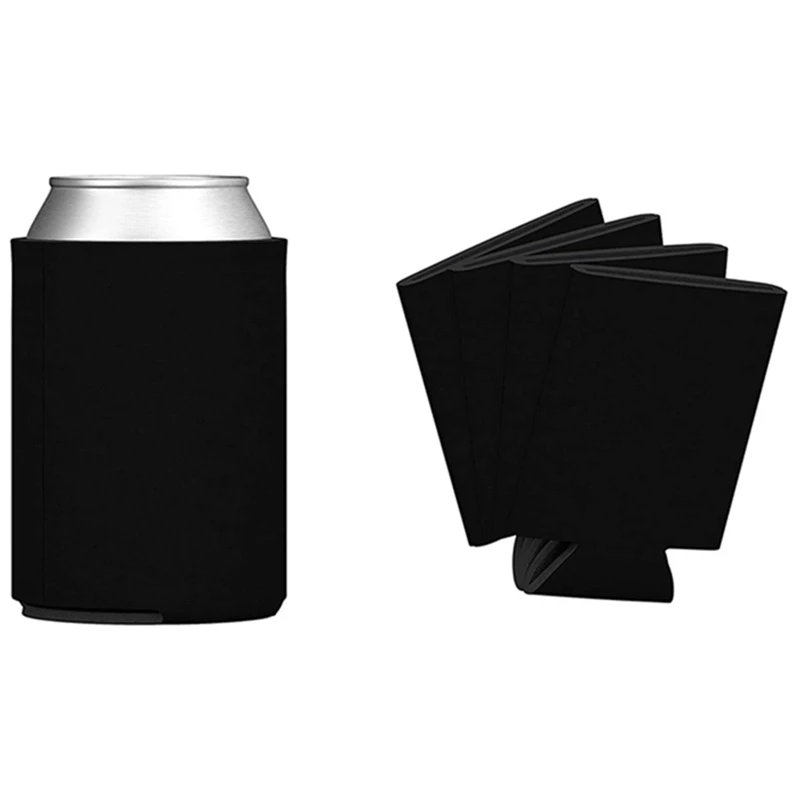 Bulk Can Coolers (25-Pack) Blank Foam Sleeves Plain Soft Insulated Blanks For Soda Beer Water Bottles (Black) | Дом и сад
