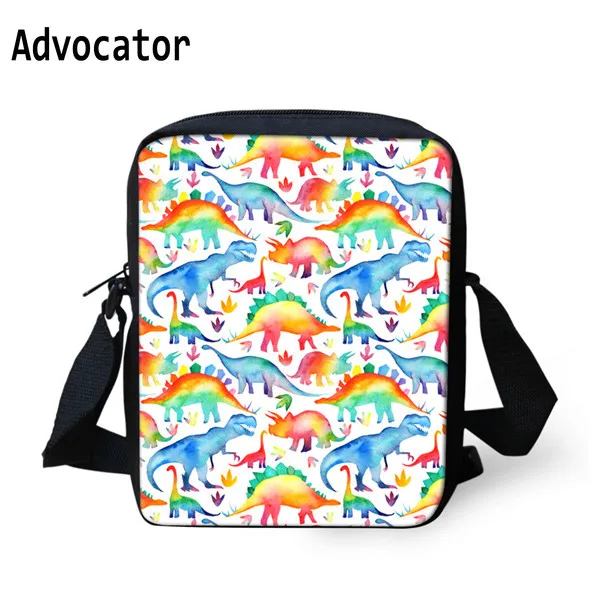 Повседневные сумки через плечо с изображением радужного динозавра, мини-сумки-мессенджеры для студентов, подростков, мальчиков и девочек, с...