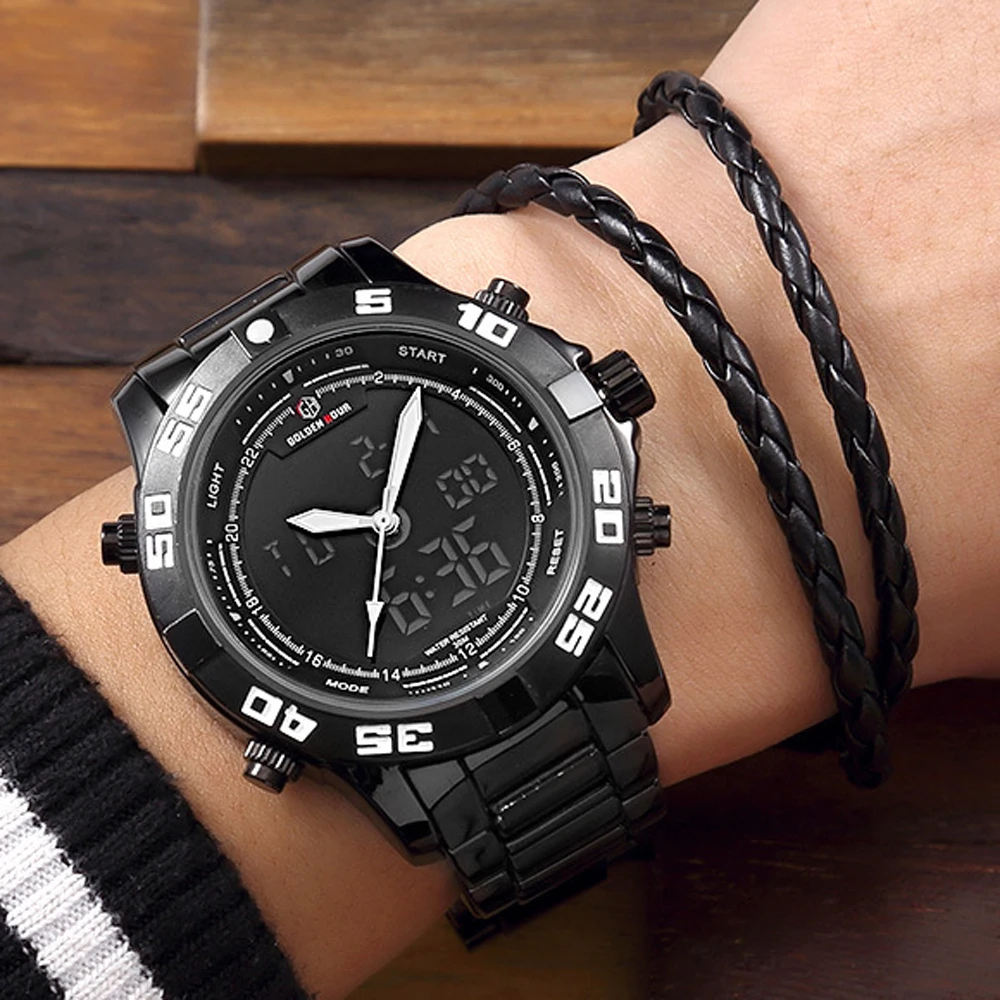 Часы в стиле милитари с Для мужчин Элитный бренд полный Сталь часы Спортивные