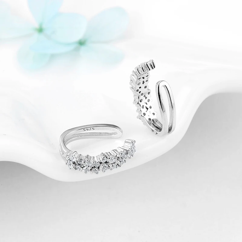 100% Стерлинговое Серебро 925 пробы сверкающие круглые серьги-клипсы с прозрачными