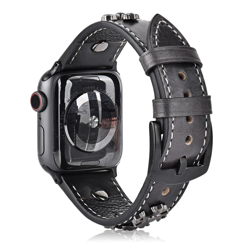 Ремешок кожаный для Apple Watch Band 42 мм 38 спортивный браслет iWatch 4/5 band 44 40 correa apple watch series