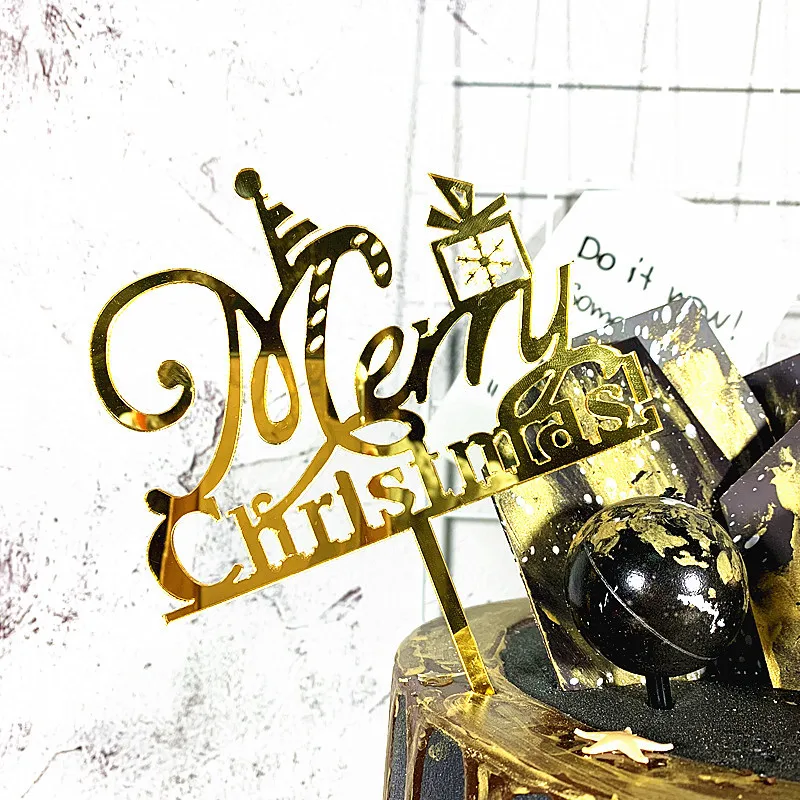 Новинка счастливая фотография золотой красный акриловый Санта Клаус для детей