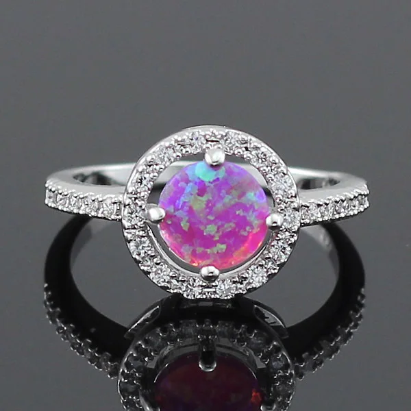 

Wholesale Retail Adorable Pink Fire Opal Stones CZ Claw Inlay Prong Setting Women Rings Size 6 7 8 9 67P