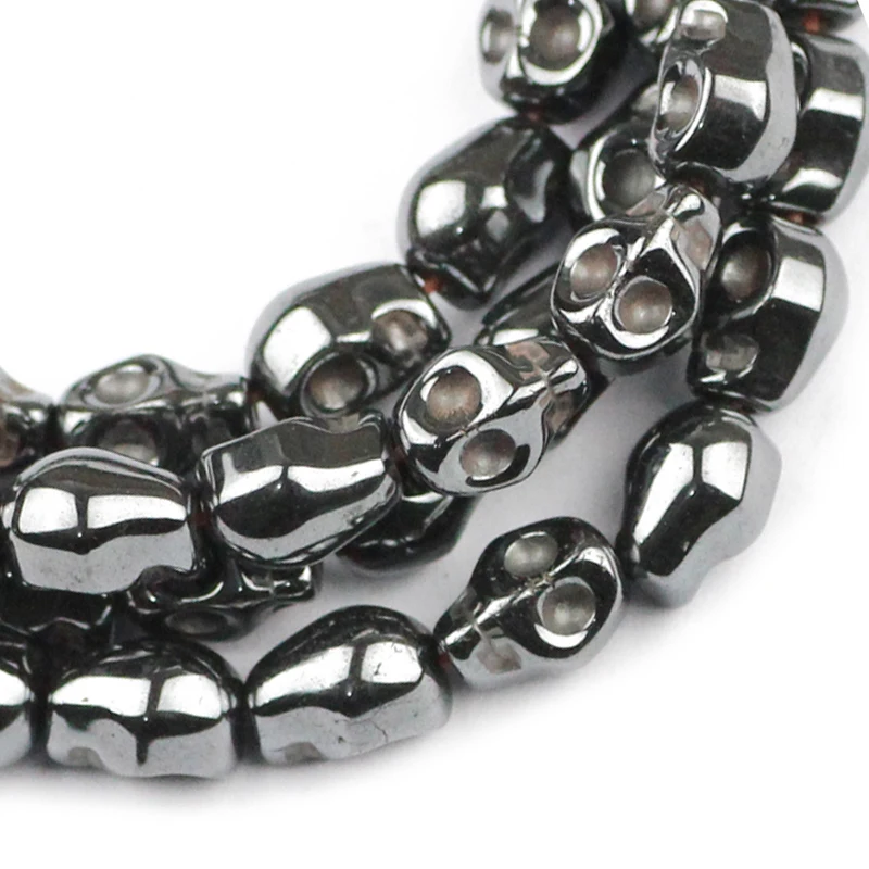 YHBZRET череп из природного камня черный гематит 4/6/8 мм в форме скелета бусины