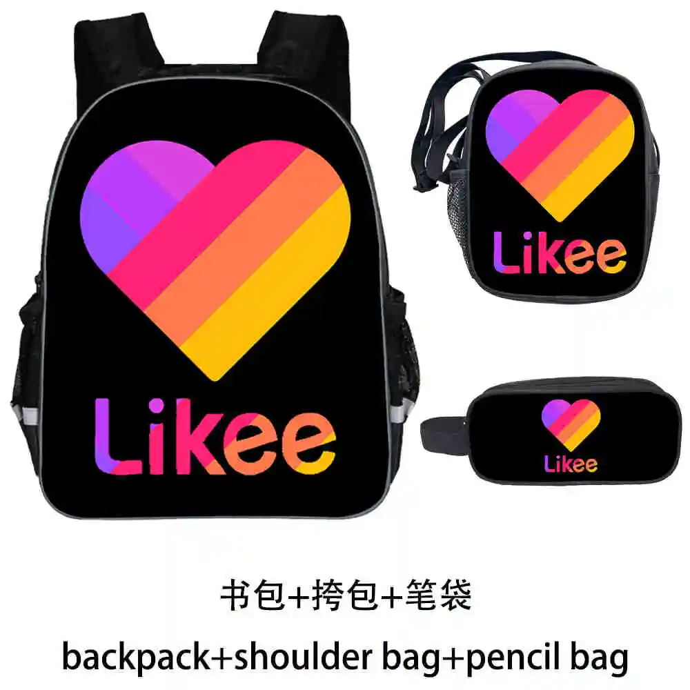 Рюкзак Likee с двойным слоем на молнии рюкзак 3D-принтом LIKEE Video App Bag 3 шт./компл.