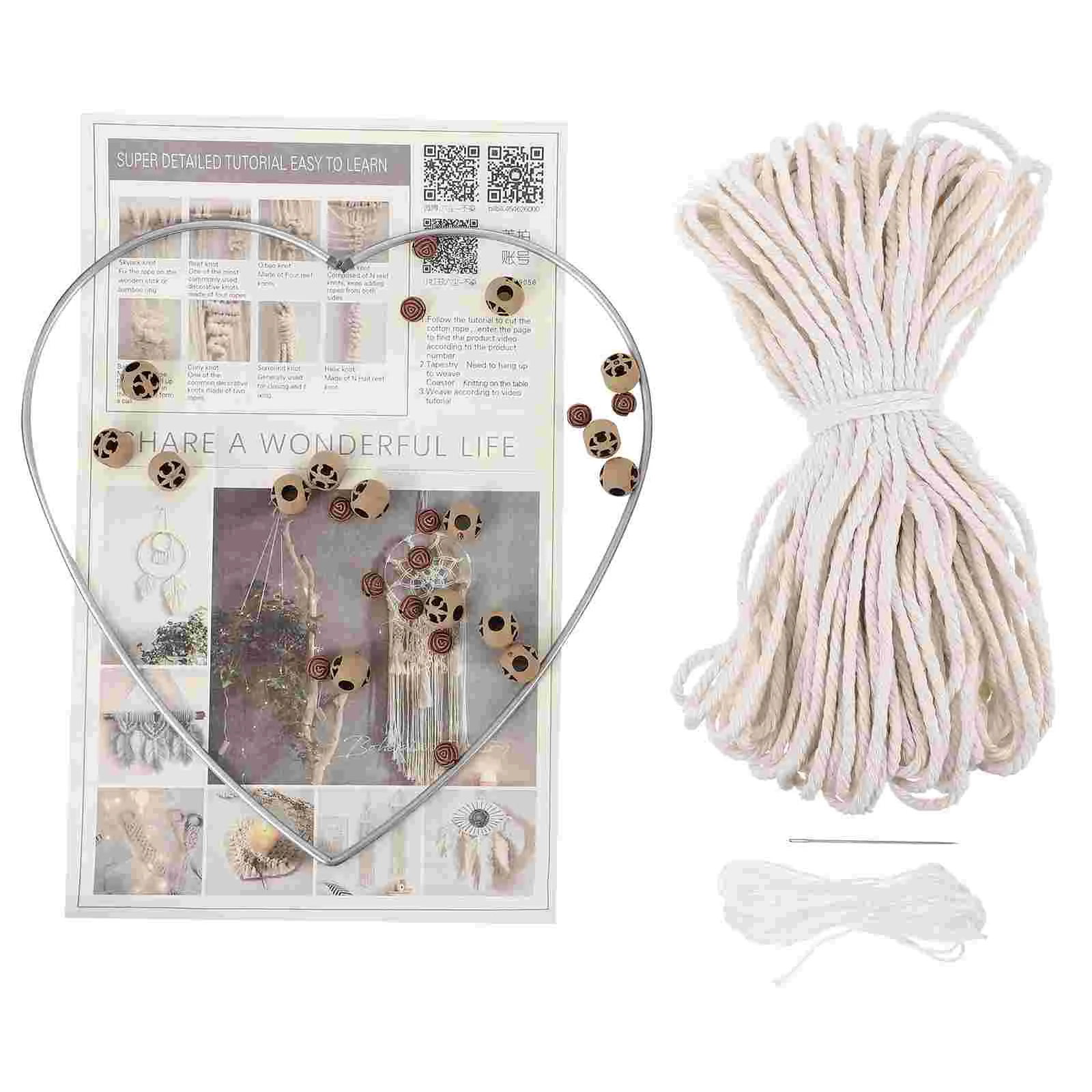 

Набор шнуров для макраме, хлопковая веревка, кольцо, деревянные бусины, «сделай сам», «Ловец снов», 1 комплект