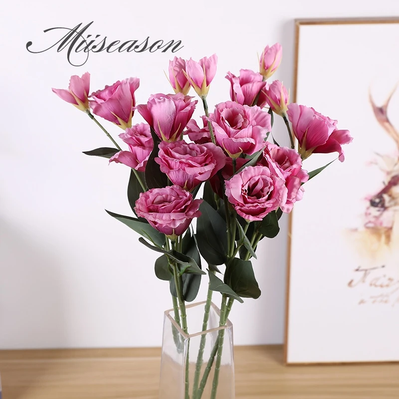1 шт. Европейский искусственный цветок 4 головки поддельные Эустома Gradiflorus Lisianthus Рождество Свадьба Праздник декор дома 9 цветов