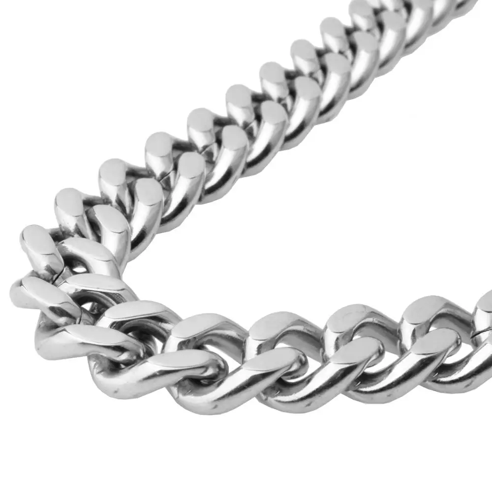 

7-40 Inches Length Stainless Steel Necklace Or Bracelet For Men Silver Color Jewelry 12mm 15mm Curb Cuban Link Chain