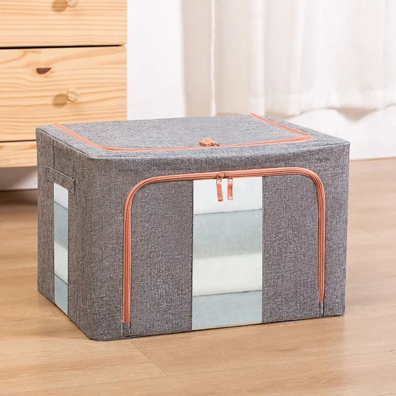 

66L No Smell Durable Large Clothing Bedding Toys Storage Basket Bags Containers Organizers Storage Boxes with steel frame