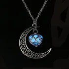Креативное светящееся ожерелье в форме Луны для женщин на Хэллоуин полый светящийся луна сердце кулон на шею ювелирные изделия для вечерние