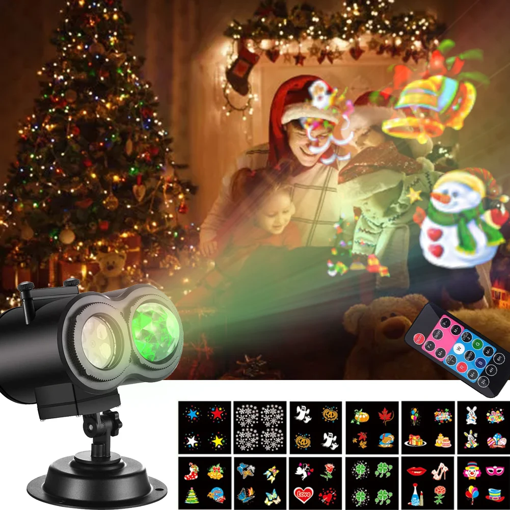 

Halloween Landscape Projector Projection Lamp Led Card Double Tube Water Pattern Lawn Light Holiday Christmas Stage Decoration