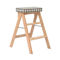 multi functional simple household ladder multi layer folding adult step stool practical solid wood kitchen high chair
