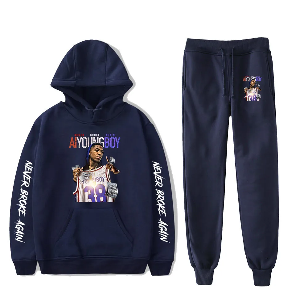 Модный свитер с длинным рукавом и капюшоном 2 шт. для женщин/мужчин спортивный