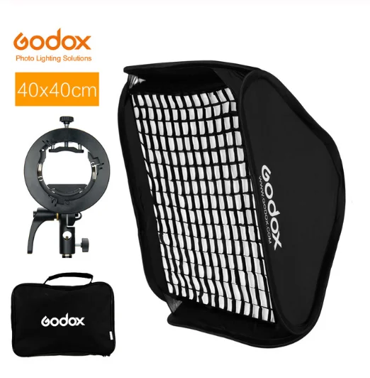 40x40cm kit Godox S2 Speedlite вспышки Держатель Кронштейн+ соты Softbox сетка с креплением Bowens для уличной вспышки Godox V1 TT685 V860II TT350 AD200 флэш-памяти - Цвет: 40x40cm kit