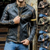 jacket mens fashion faux leather stand punk motorcycle jacket autumn winter casual long sleeve zipper stitching jacket