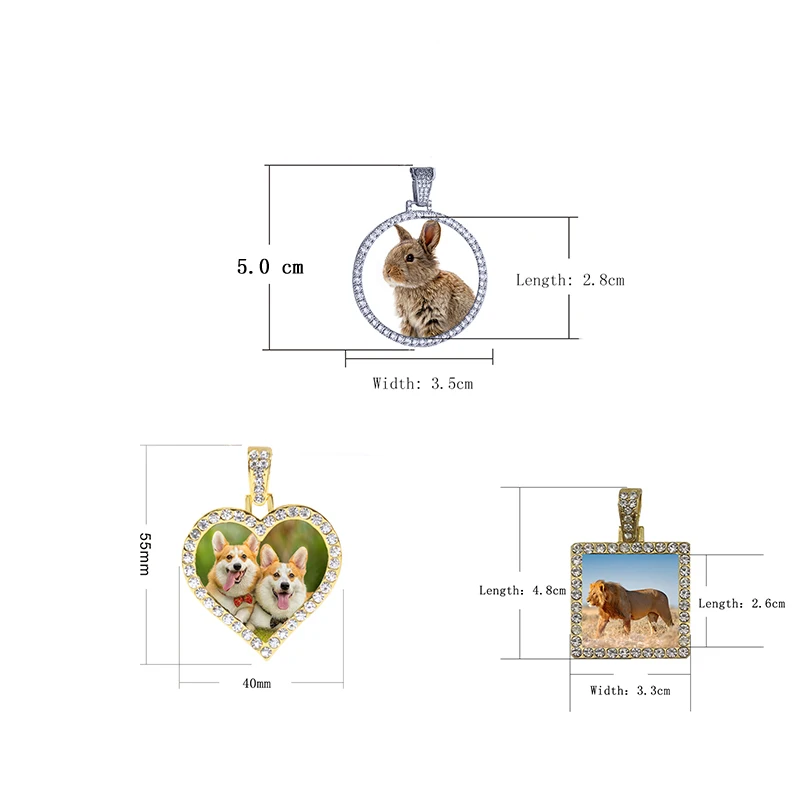 

Custom Made Photo Medallions Pendant Necklace 4mm Tennis Chain Gold Silver Color Iced Out Cubic Zircon Men Hip hop Jewelry Gift