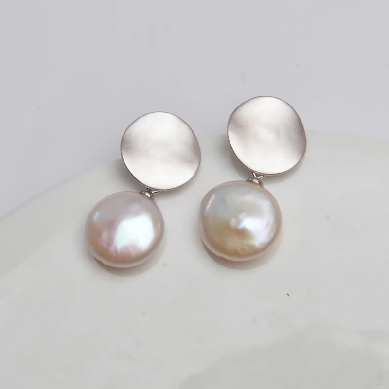 12-13mm(Silver) ASHIQI Настоящее серебро 925 проба Корейская серьга 12-13 мм большой натуральный пресноводный барочный жемчуг модные украшения для женщин - Цвет камня: 12-13mm(Silver)