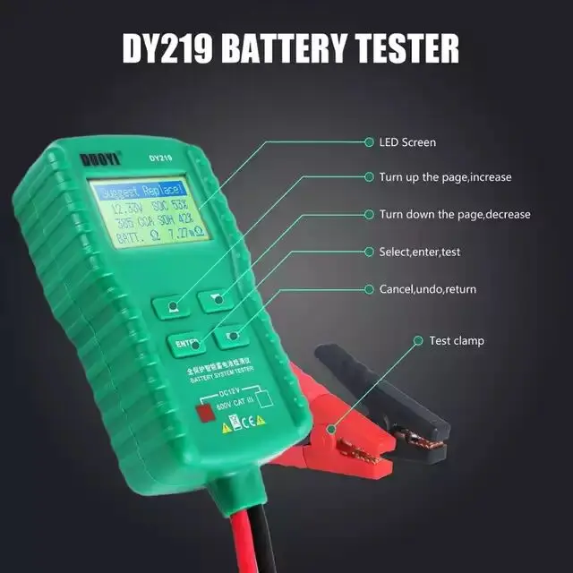 DY219 автомобиля Батарея Тестер 12V Цифровой Автомобильный 100 ~ 1700CCA AH CCA Напряжение