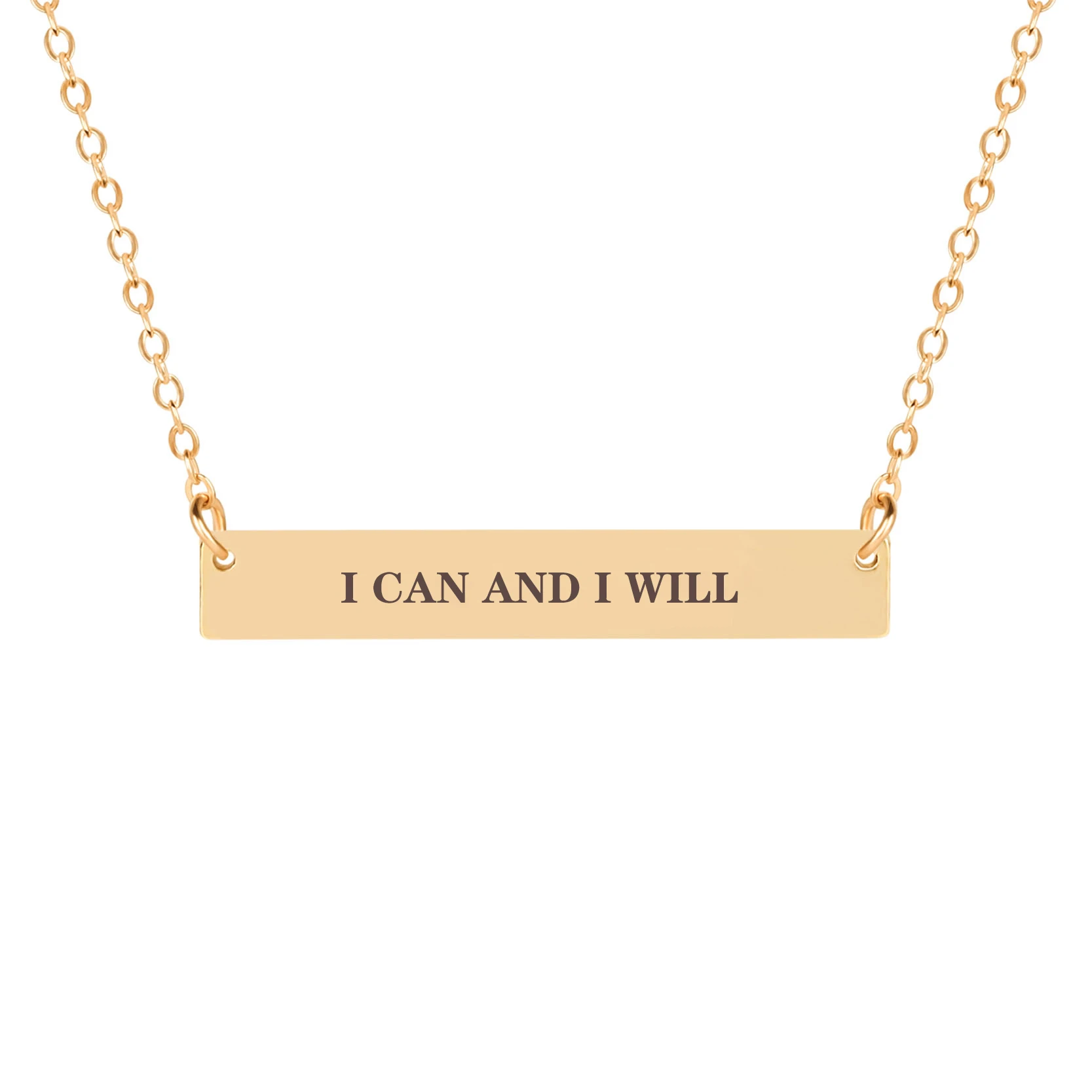 Я могу и я буду вдохновляющим буквенным гравировкой горизонтальный бар кулон