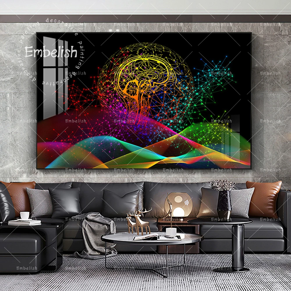 

1 Pieces Abstract Light Surreal Man Head Colorful Wall Art Pictures For Living Room Modern Artworks Home Decor Canvas Paintings